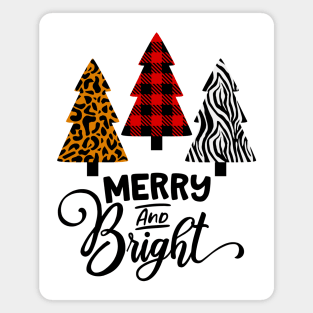 Merry And Bright Patterned Christmas Tree Magnet